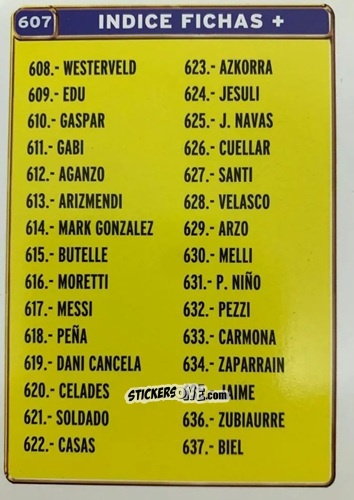 Figurina Indice - Las Fichas De La Liga 2004-2005 n. 607 - Mundicromo