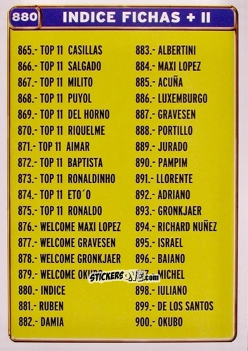 Figurina Indice - Las Fichas De La Liga 2004-2005 n. 880 - Mundicromo