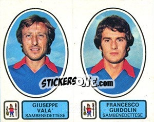 Figurina Valà / Guidolin - Calciatori 1977-1978 - Panini