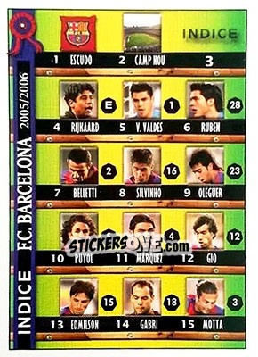 Sticker Indice - Las Fichas De La Liga 2005-2006 n. 3 - Mundicromo