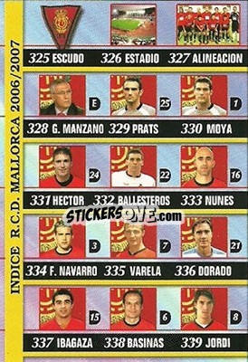 Sticker Indice - Las Fichas De La Liga 2006-2007 - Mundicromo