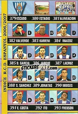 Sticker Indice - Las Fichas De La Liga 2006-2007 - Mundicromo