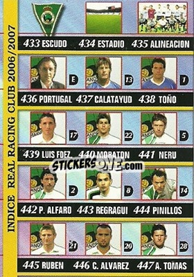 Cromo Indice - Las Fichas De La Liga 2006-2007 - Mundicromo