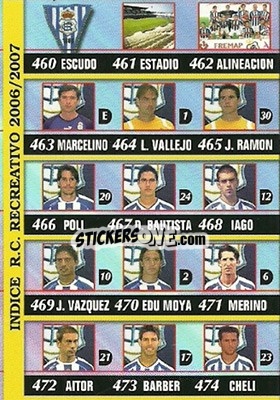 Sticker Indice - Las Fichas De La Liga 2006-2007 n. 483 - Mundicromo