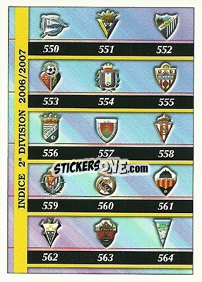 Cromo Indice - Las Fichas De La Liga 2006-2007 - Mundicromo