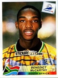 Cromo Benni McCarthy - Fifa World Cup France 1998 - Panini