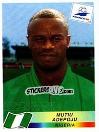 Sticker Mutiu Adepoju - Fifa World Cup France 1998 - Panini
