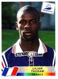 Sticker Lilian Thuram - Fifa World Cup France 1998 n. 159 - Panini