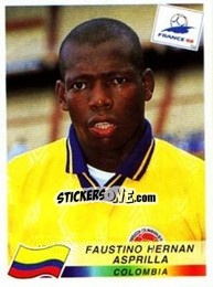 Sticker Faustino Hernan Asprilla - Fifa World Cup France 1998 - Panini