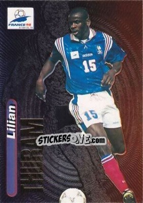 Sticker Lilian Thuram - FIFA World Cup France 1998. Trading Cards n. 13 - Panini