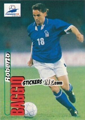 Sticker Roberto Baggio - FIFA World Cup France 1998. Trading Cards n. 45 - Panini