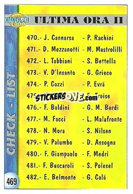 Sticker Checklist - Calcio 1999-2000 n. 469 - Mundicromo