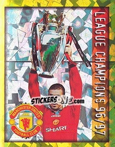 Sticker Eric Cantona - League Champions 96-97 - English Premier League 1997-1998. Kick off n. 6 - Merlin