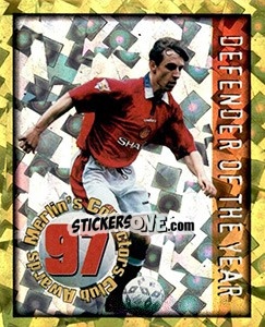 Sticker Gary Neville - Defender of the year - English Premier League 1997-1998. Kick off - Merlin
