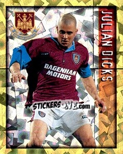 Sticker Julian Dicks - English Premier League 1997-1998. Kick off n. 166 - Merlin
