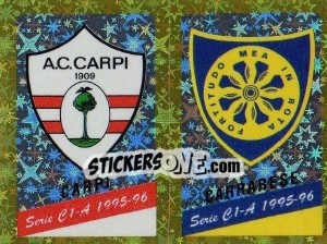 Cromo Emblem Carpi / Carrarese - Calciatori 1995-1996 - Panini