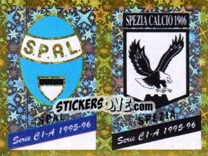 Sticker Emblem Spal / Spezia - Calciatori 1995-1996 n. 547 - Panini