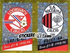 Sticker Emblem Lodigiani / Nocerina - Calciatori 1995-1996 n. 566 - Panini