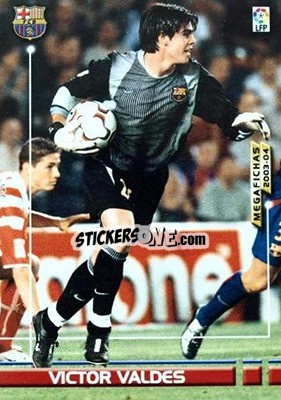 Sticker Víctor Valdés - Liga 2003-2004. Megafichas - Panini