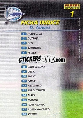 Sticker Indice - Liga 2002-2003. Megafichas n. 1 - Panini
