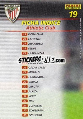 Sticker Indice - Liga 2002-2003. Megafichas n. 19 - Panini