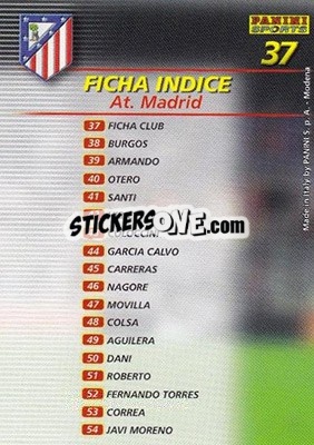 Sticker Indice - Liga 2002-2003. Megafichas n. 37 - Panini