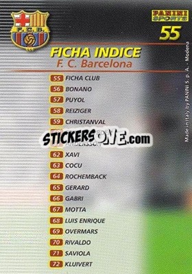 Sticker Indice - Liga 2002-2003. Megafichas - Panini