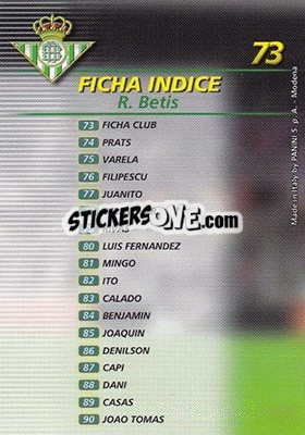 Sticker Indice - Liga 2002-2003. Megafichas n. 73 - Panini