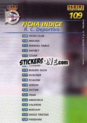 Sticker Indice - Liga 2002-2003. Megafichas n. 109 - Panini