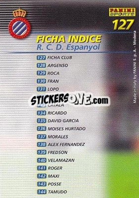 Sticker Indice - Liga 2002-2003. Megafichas - Panini