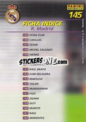 Sticker Indice - Liga 2002-2003. Megafichas n. 145 - Panini