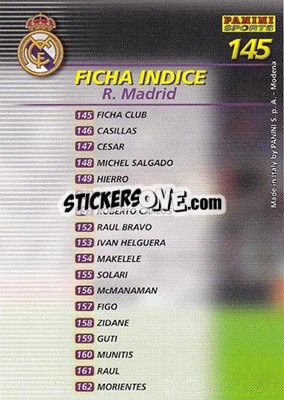 Cromo Indice - Liga 2002-2003. Megafichas - Panini