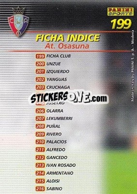 Sticker Indice - Liga 2002-2003. Megafichas n. 199 - Panini