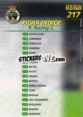 Cromo Indice - Liga 2002-2003. Megafichas - Panini