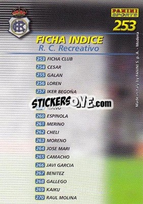 Sticker Indice - Liga 2002-2003. Megafichas n. 253 - Panini