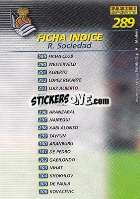 Sticker Indice - Liga 2002-2003. Megafichas n. 289 - Panini