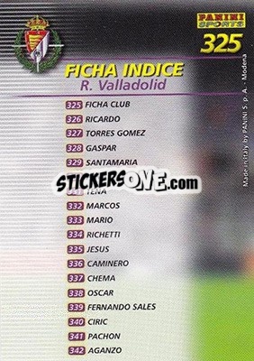 Sticker Indice - Liga 2002-2003. Megafichas n. 325 - Panini