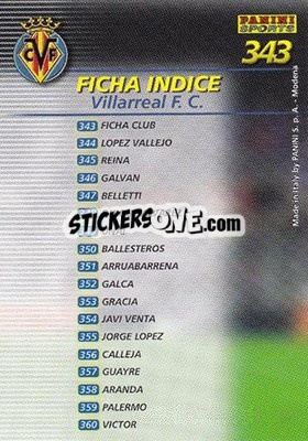 Sticker Indice - Liga 2002-2003. Megafichas n. 343 - Panini