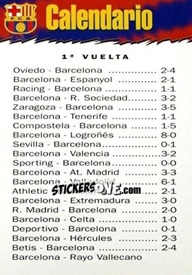 Sticker Calendario - FC Barcelona 1996-1997 n. 123 - Panini
