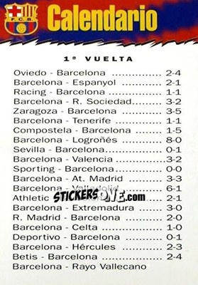 Sticker Calendario - FC Barcelona 1996-1997 - Panini