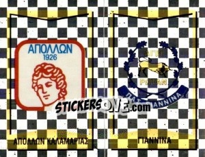 Sticker Badge Απολλων Καλαμαριασ / Badge Γιαννινα - Podosfairo 1996-1997 n. 345 - Panini