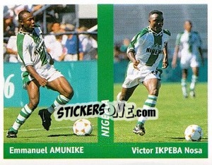 Sticker Emmanuel Amunike / Victor Ikpeba Nosa - World Cup France 98 - Ds