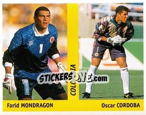 Sticker Faryd Mondragon / Oscar Cordoba - World Cup France 98 n. 313 - Ds
