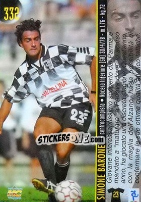 Figurina Simone Barone - Calcio 1999-2000 Etichetta Nera - Mundicromo