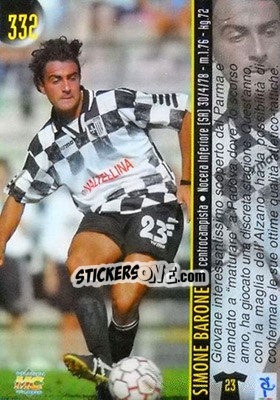 Sticker Simone Barone - Calcio 1999-2000 Etichetta Nera n. 332 - Mundicromo