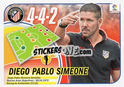 Sticker Entrenador Diego Simeone (6) - Liga Spagnola 2016-2017 - Colecciones ESTE