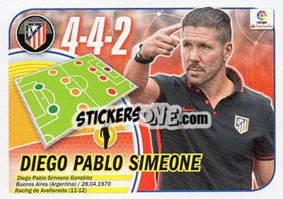 Sticker Entrenador Diego Simeone (6) - Liga Spagnola 2016-2017 n. 6 - Colecciones ESTE
