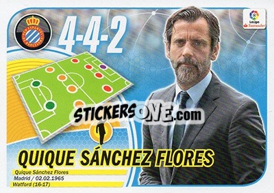 Sticker Entrenador Quique Sánchez Flores (18) - Liga Spagnola 2016-2017 n. 18 - Colecciones ESTE