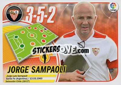 Cromo Entrenador Jorge Sampaoli (34) - Liga Spagnola 2016-2017 - Colecciones ESTE
