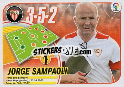 Sticker Entrenador Jorge Sampaoli (34) - Liga Spagnola 2016-2017 n. 34 - Colecciones ESTE